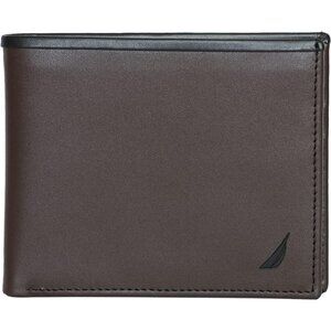 Men's  Black/Brown Bifold Leather Wallet RFID Blocking ID Window Card Slots